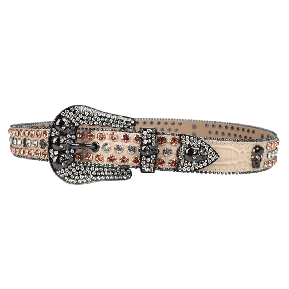 Western Rhinestone Belts Diamond Wide Buckle Cowgirl Strap