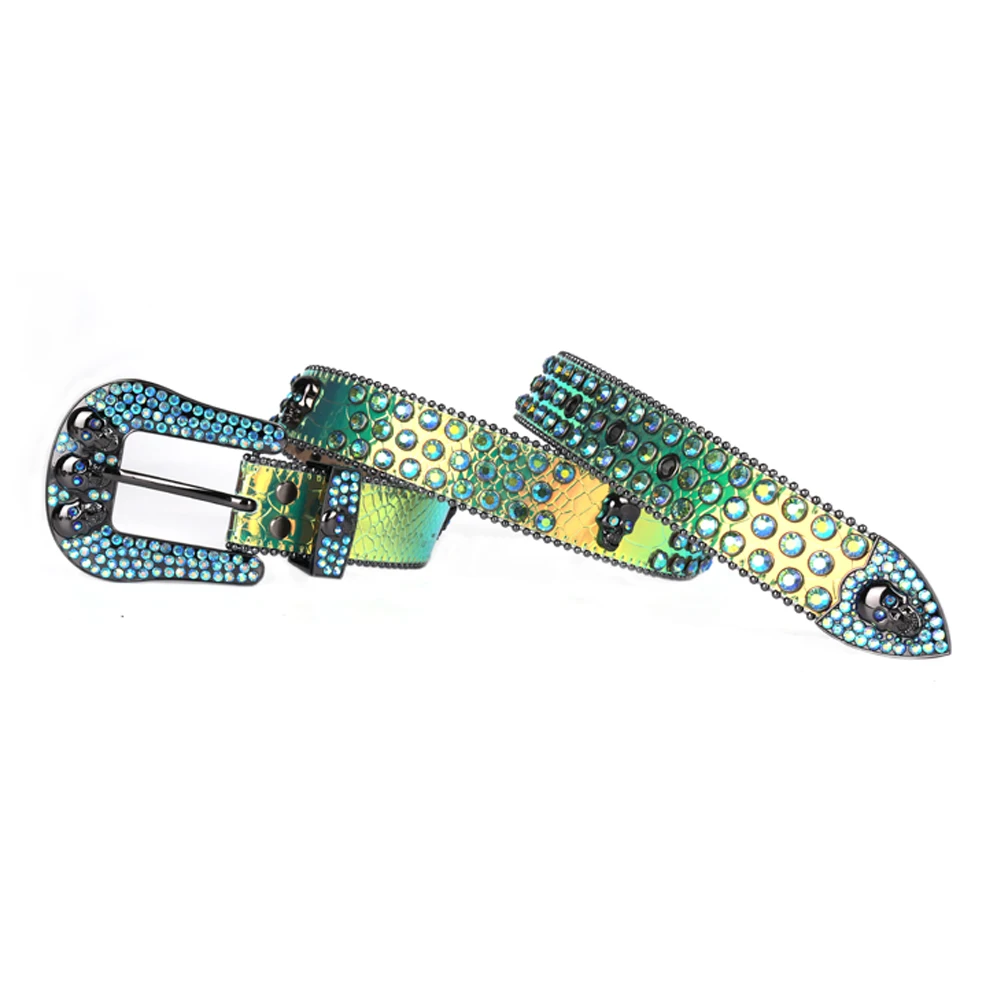 Western Rhinestone Belts Fashion Skull Diamond Luxury Buckle