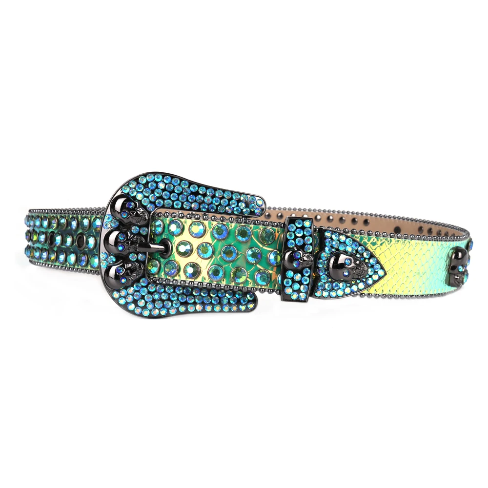 Western Rhinestone Belts Fashion Skull Diamond Luxury Buckle
