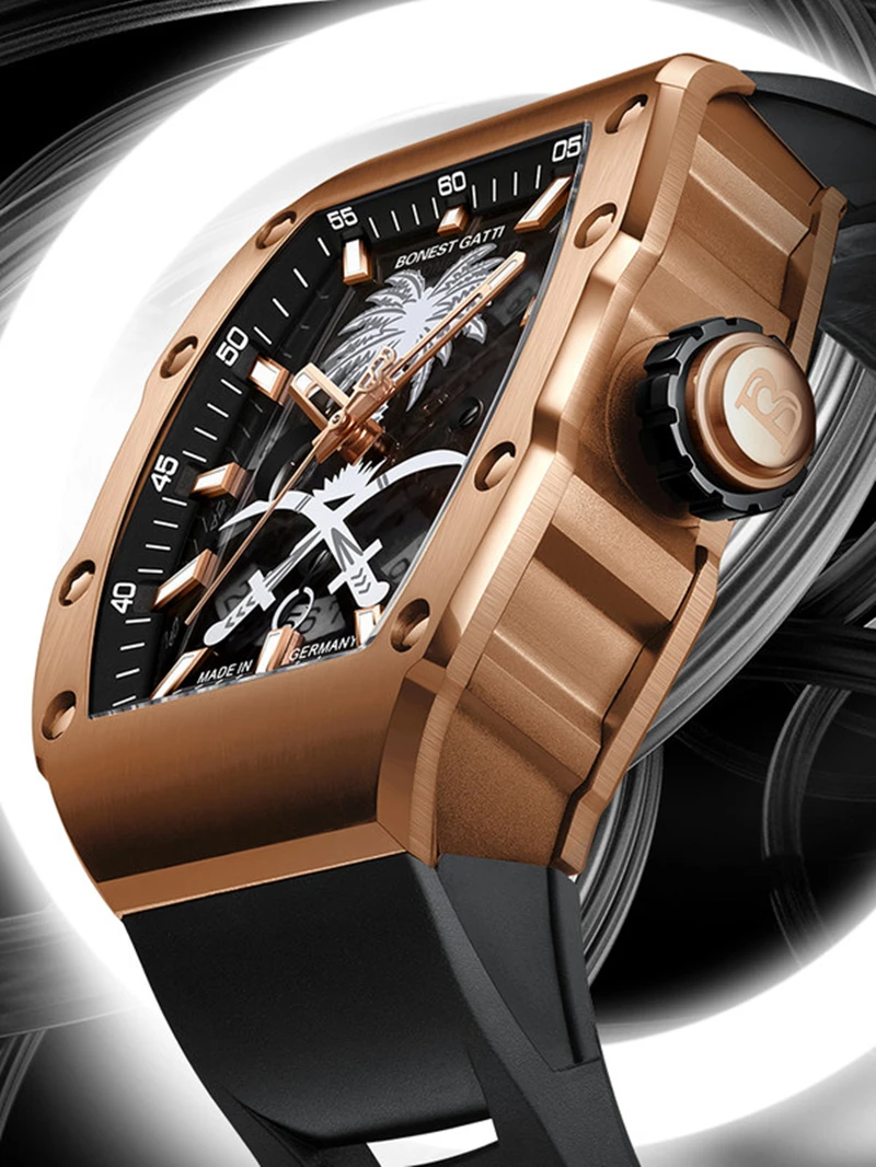 BONEST GATTI Palm Tree Carbon Fiber Watch