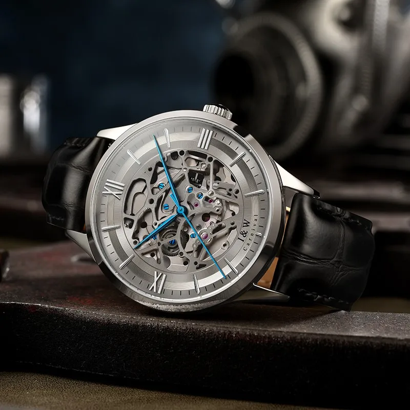 Skeleton Watch Swiss Brand I&W Automatic Self Wind