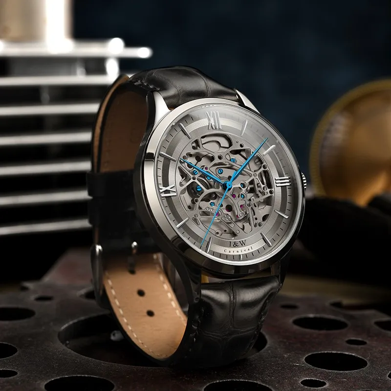 Skeleton Watch Swiss Brand I&W Automatic Self Wind