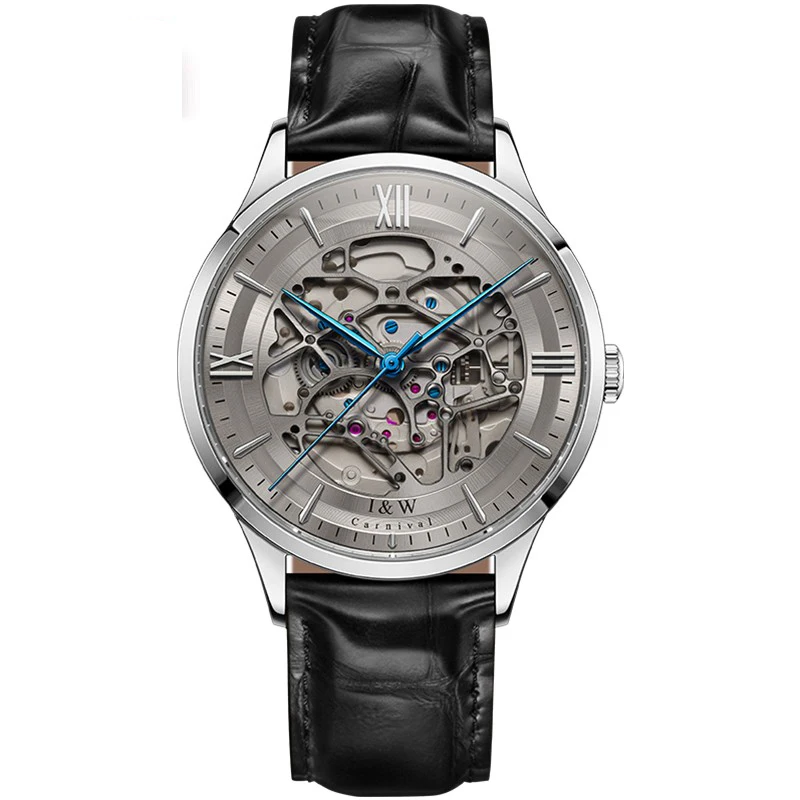 Skeleton Watch Swiss Brand I&W Automatic Self Wind