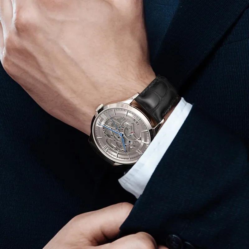 Skeleton Watch Swiss Brand I&W Automatic Self Wind