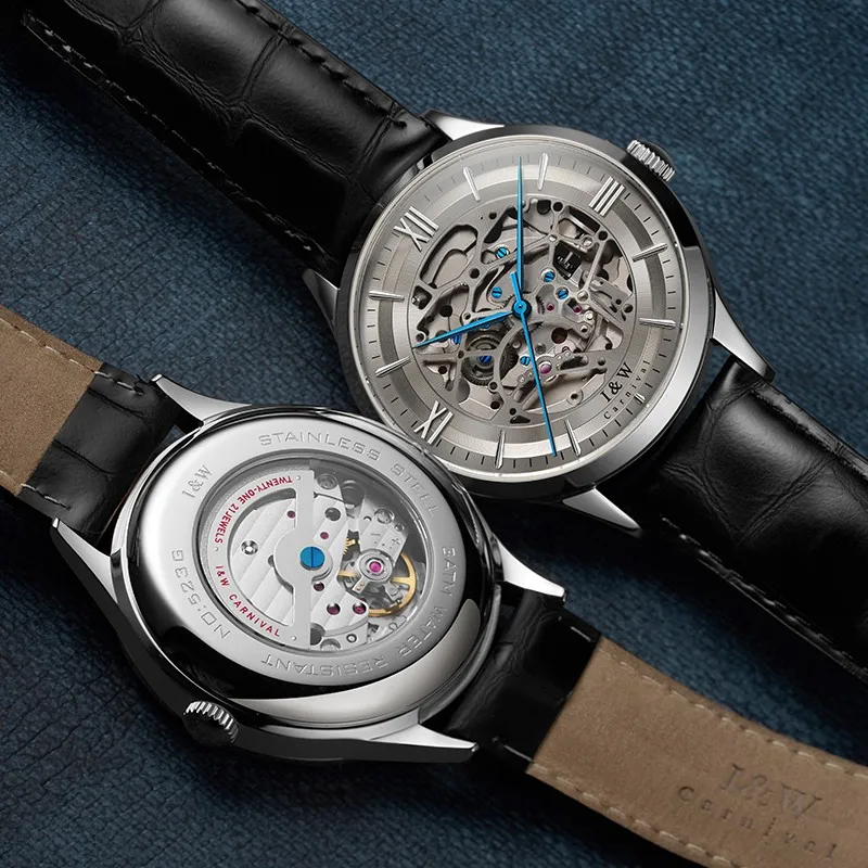 Skeleton Watch Swiss Brand I&W Automatic Self Wind