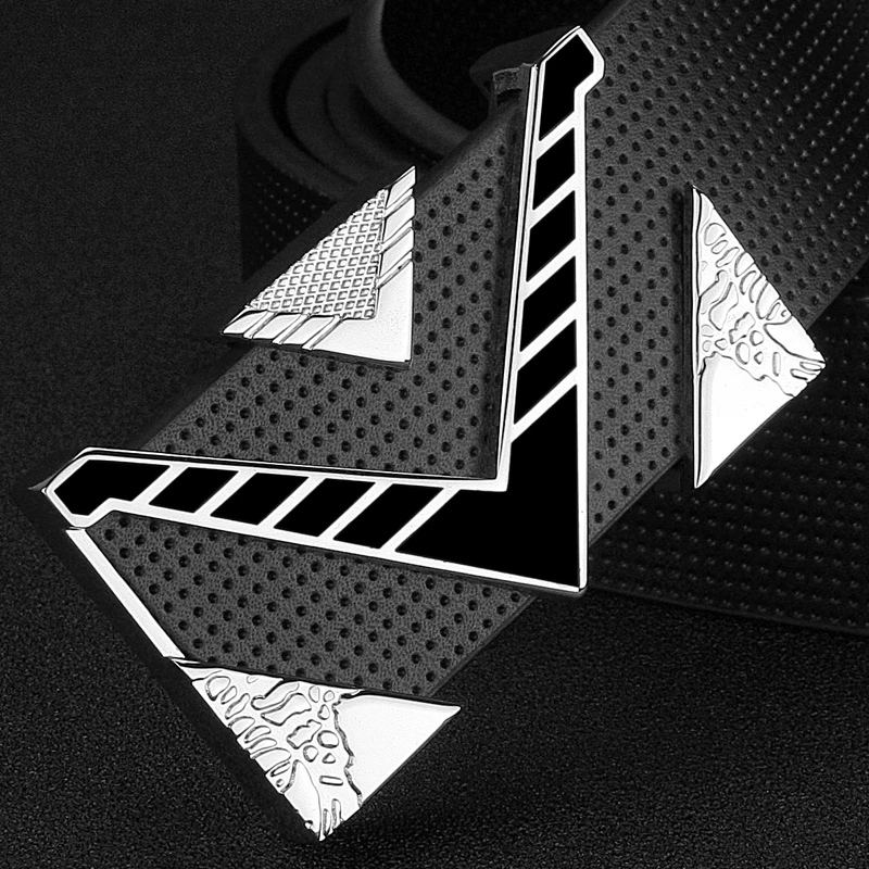High Quality V Letter Silver/Golden Buckle Leather Belts