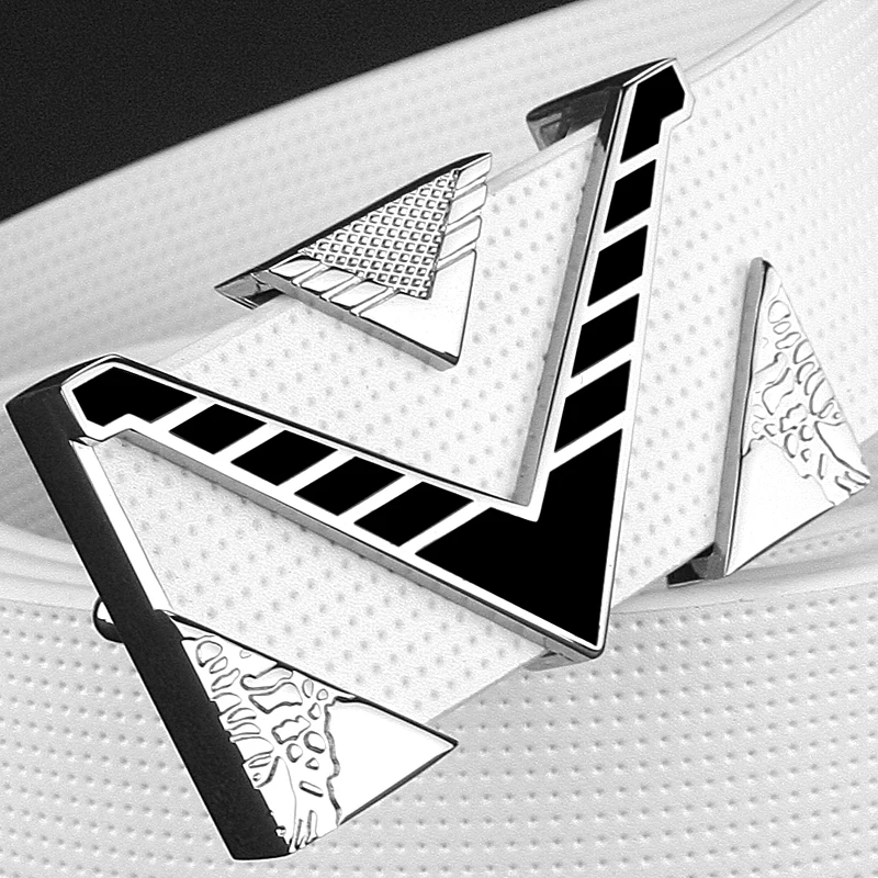 High Quality V Letter Silver/Golden Buckle Leather Belts