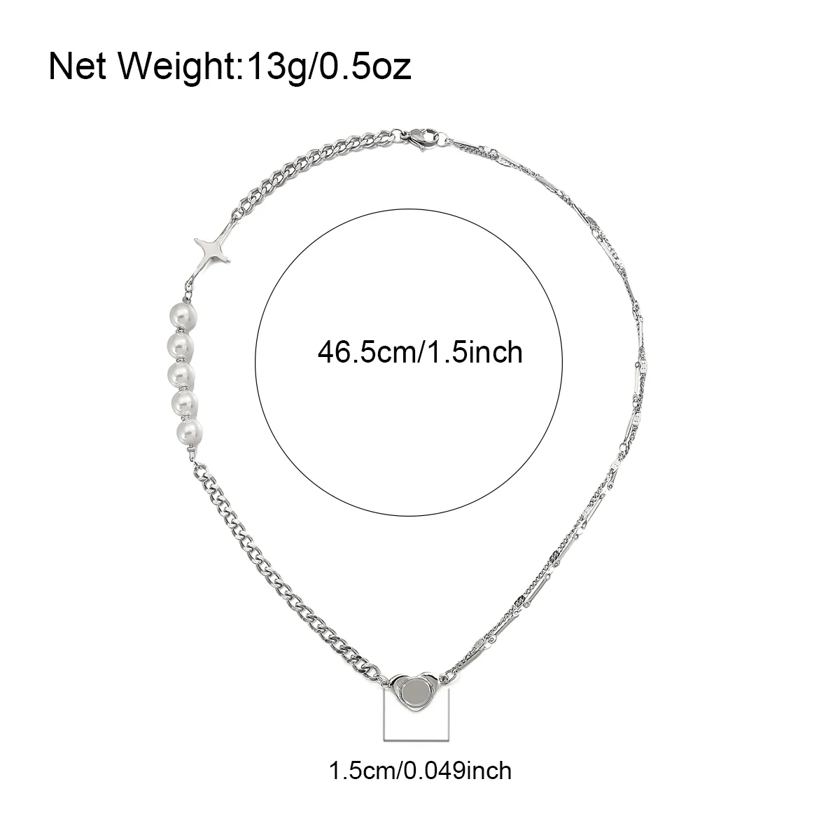 White Pearl Necklace Stitching Silver Chain Choker