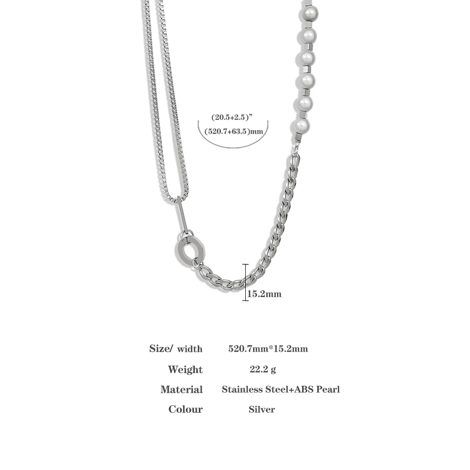 Trendy Stitching Reflective Pearl Necklace for Women