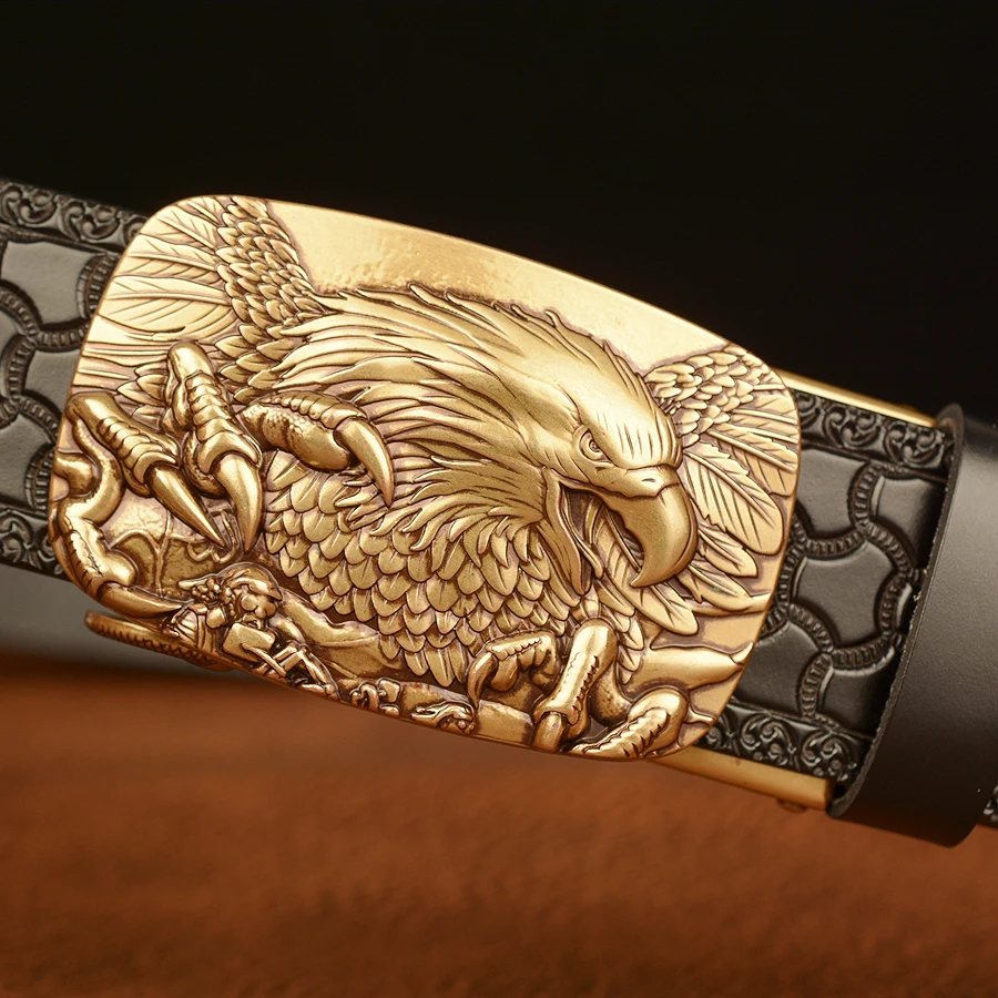 Eagle Belt Buckle Famous Brand Luxury Leather Strap