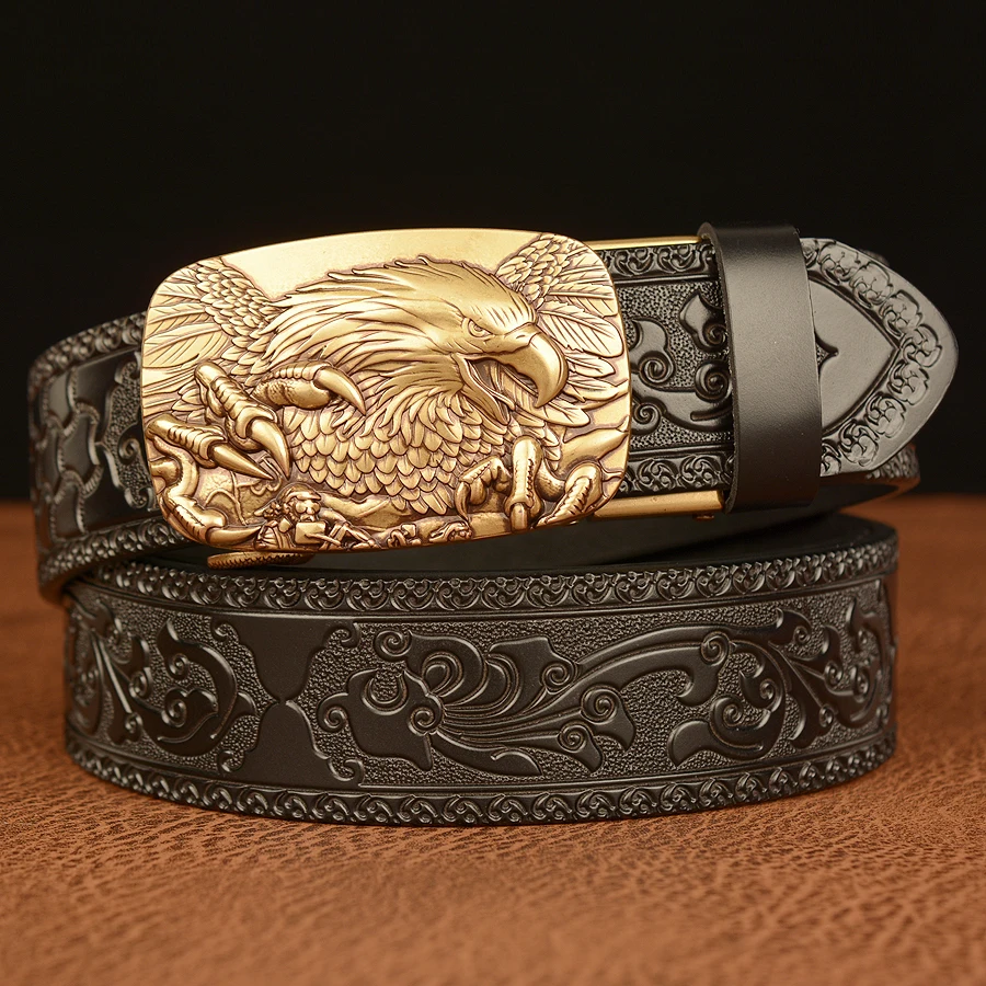 Eagle Belt Buckle Famous Brand Luxury Leather Strap
