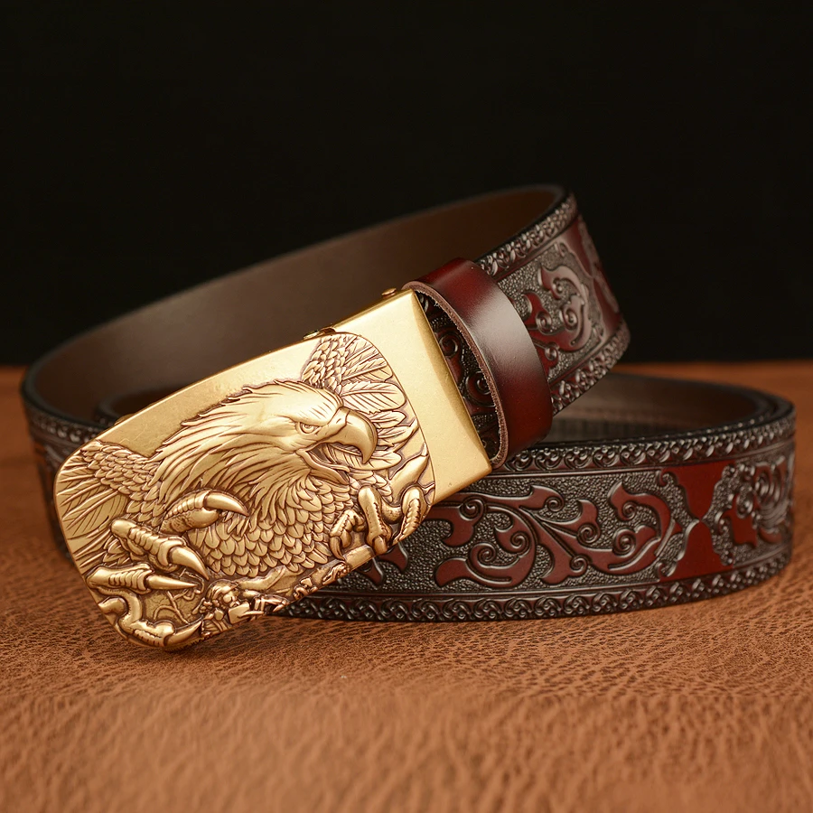 Eagle Belt Buckle Famous Brand Luxury Leather Strap