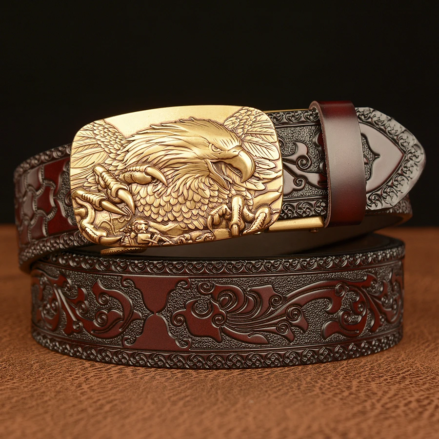 Eagle Belt Buckle Famous Brand Luxury Leather Strap