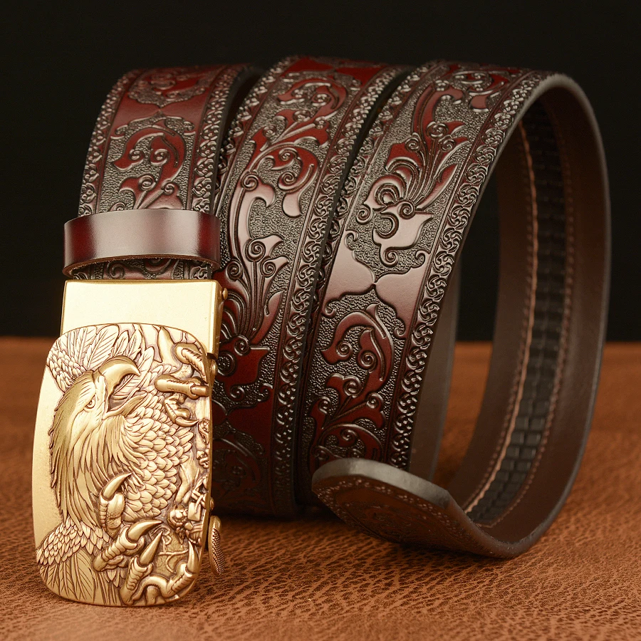 Eagle Belt Buckle Famous Brand Luxury Leather Strap