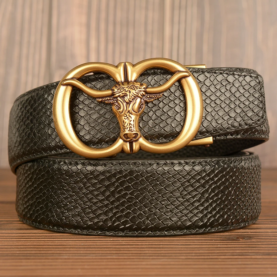 Western Leather Belts with O Rings Cow Head Buckle