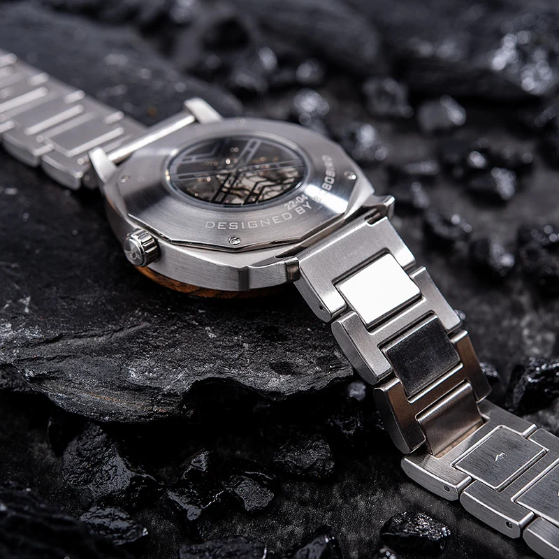 Customized Automatic Skeleton Wooden Watch