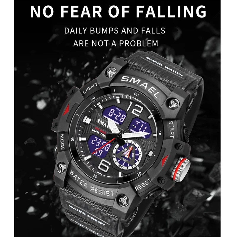 Sports Dual Display Watch for Men Led Digital Quartz