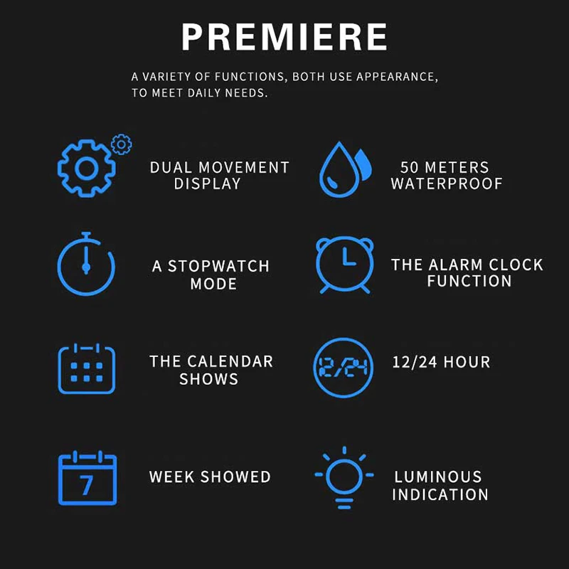 Sports Dual Display Watch for Men Led Digital Quartz