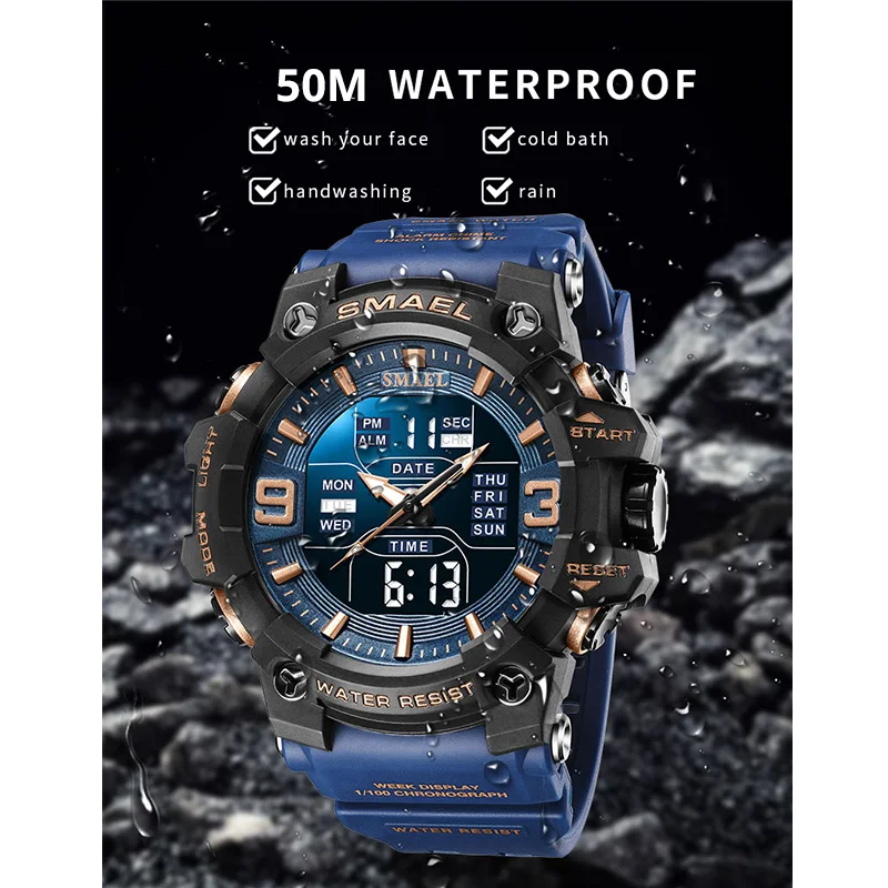 Quartz Watches Sport Digital 50M Waterproof Clock Alarm