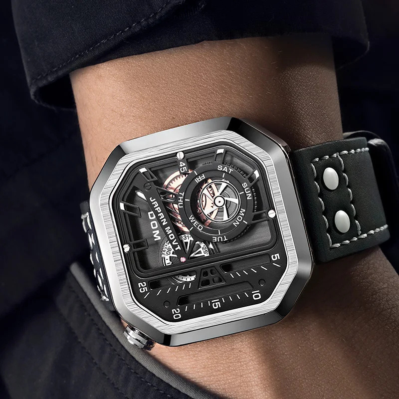 Unique Chronograph Calendar Quartz Skeleton Watch