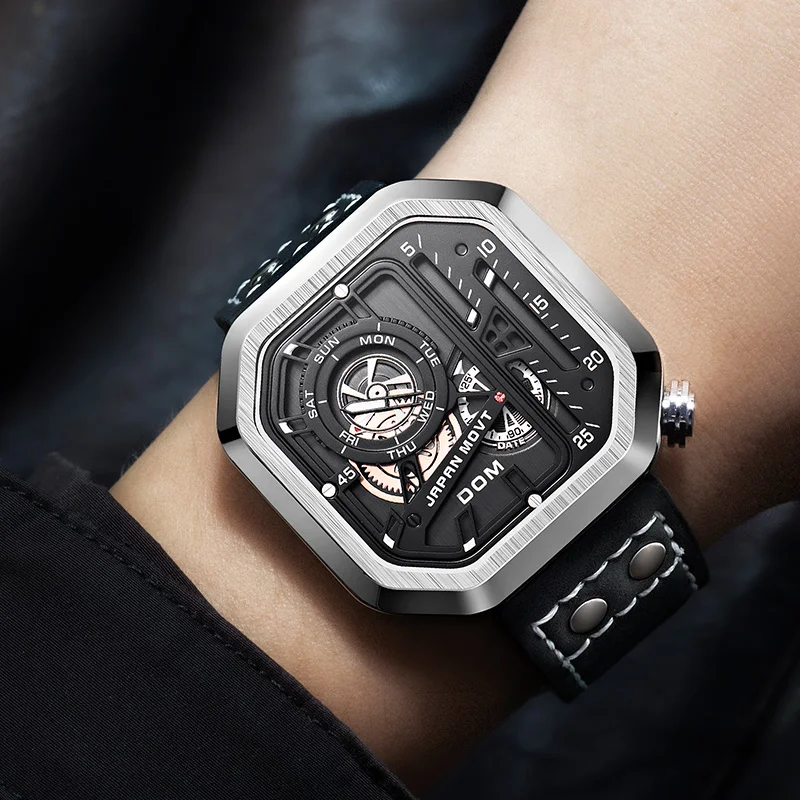 Unique Chronograph Calendar Quartz Skeleton Watch