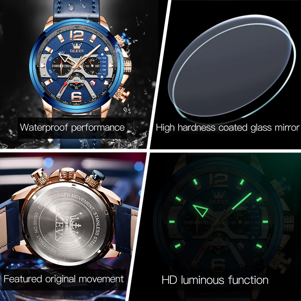 Olevs 9915 Men's Watch Big Dial 52mm Waterproof Sport