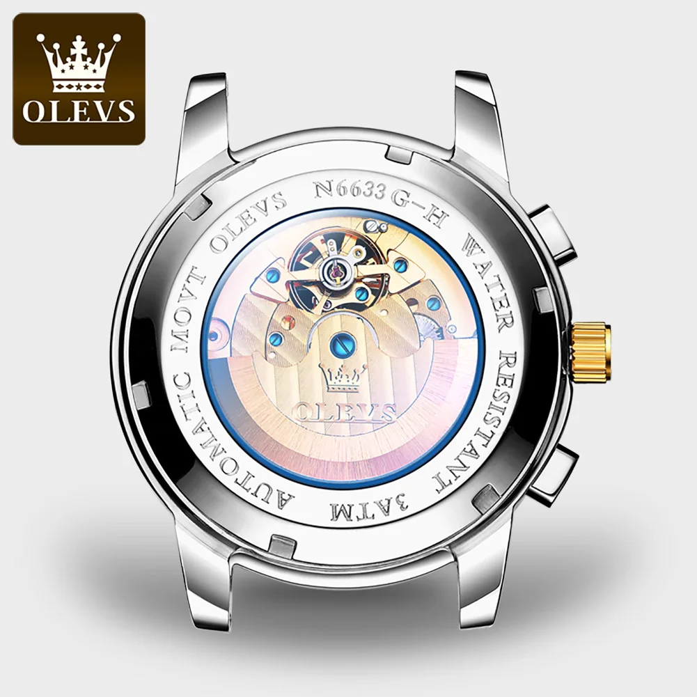 OLEVS Stainless Steel Waterproof Luminous Calendar Watch