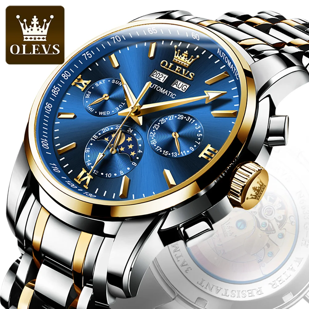 OLEVS Stainless Steel Waterproof Luminous Calendar Watch