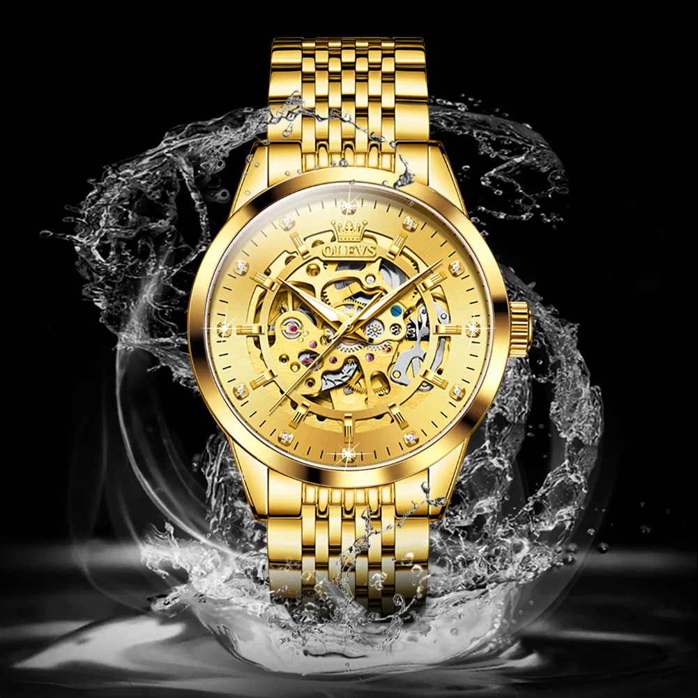 Olevs 9920 Hollow Solid Steel Band Mechanical Watch