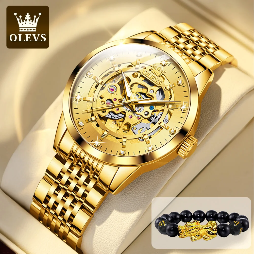 Olevs 9920 Hollow Solid Steel Band Mechanical Watch