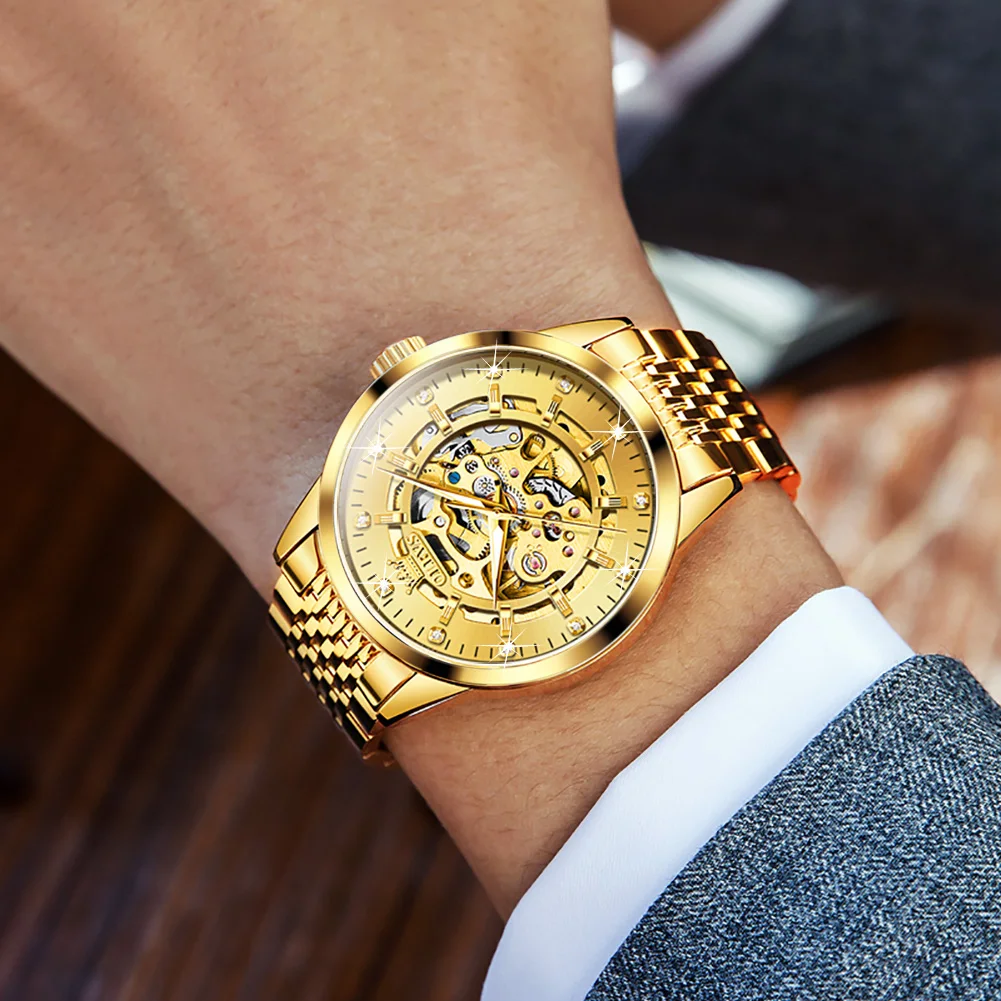 Olevs 9920 Hollow Solid Steel Band Mechanical Watch