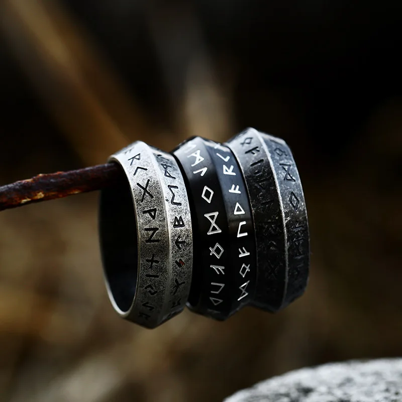 Gothic Stainless Steel Mens Viking Rings