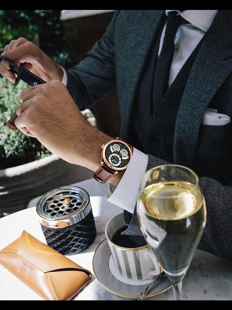 Double Pendulum Tourbillon Men's Watch AILANG 8822