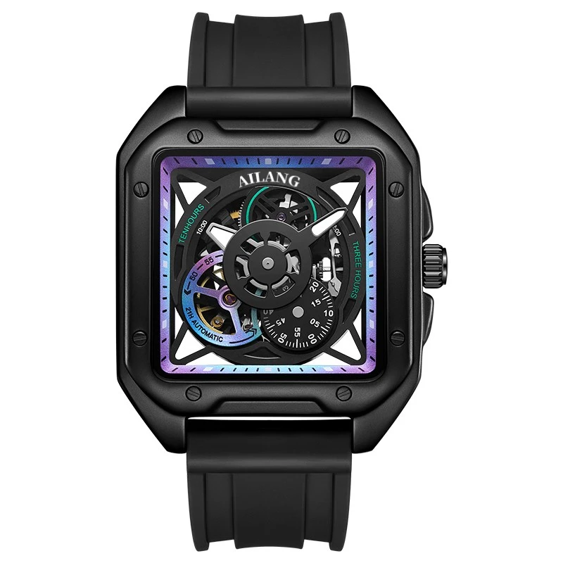 AILANG Men's Skeleton Square Watch Automatic Mechanical