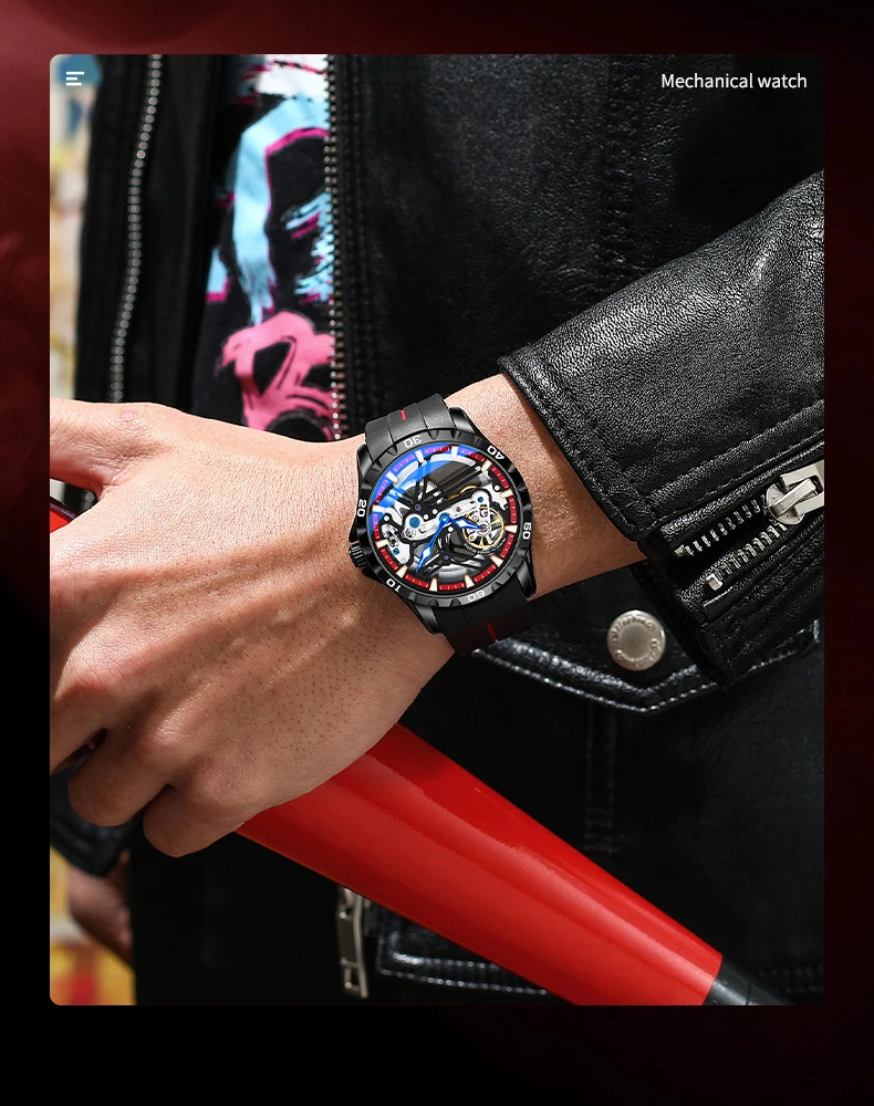 Skeleton Watch Rubber Band Sport Tourbillon AILANG 8625