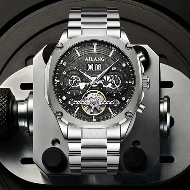 Stainless Steel Men's Self-winding Skeleton Watch