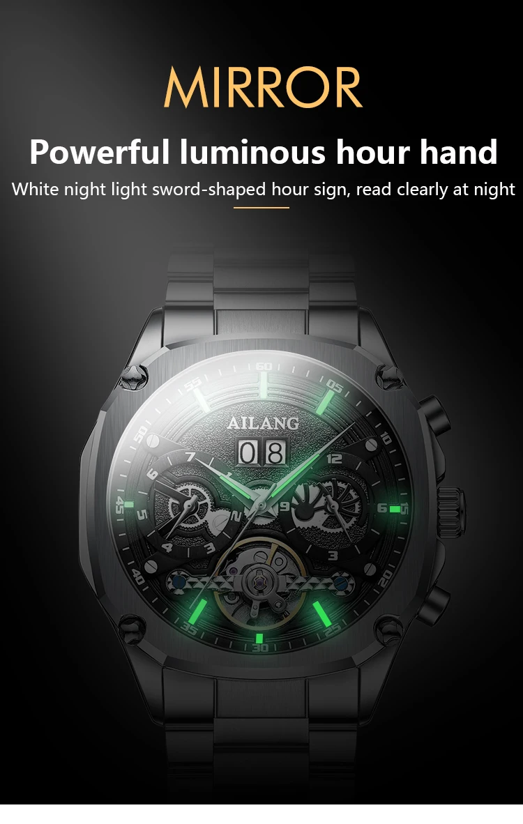 Stainless Steel Men's Self-winding Skeleton Watch