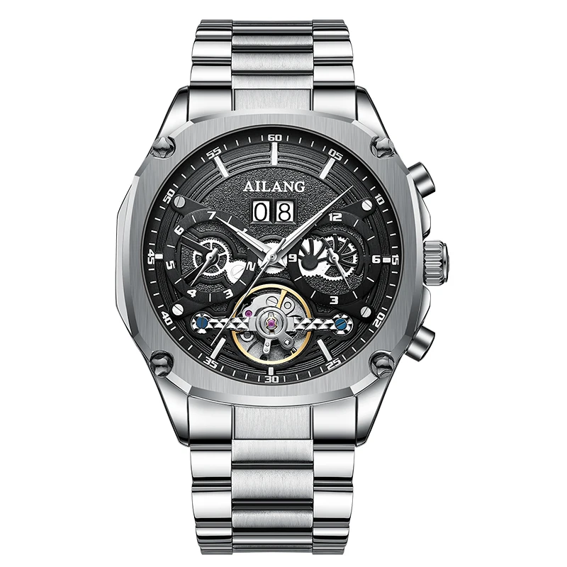 Stainless Steel Men's Self-winding Skeleton Watch