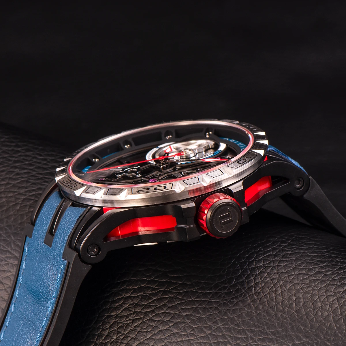 OBLVLO Designer Sport Watch for Men Skeleton Dial