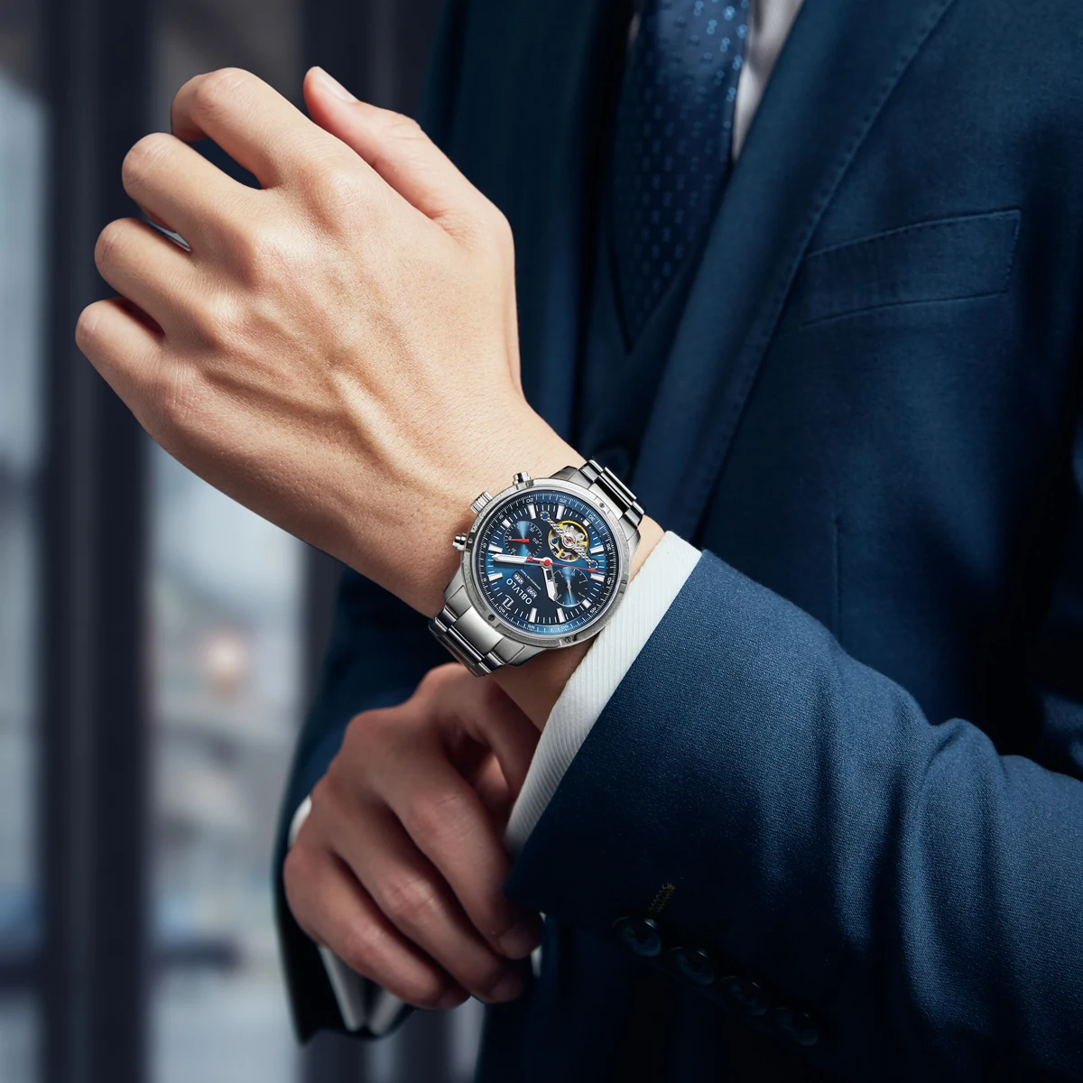 Steel Mechanical Tourbillon OBLVLO Pilot Watch