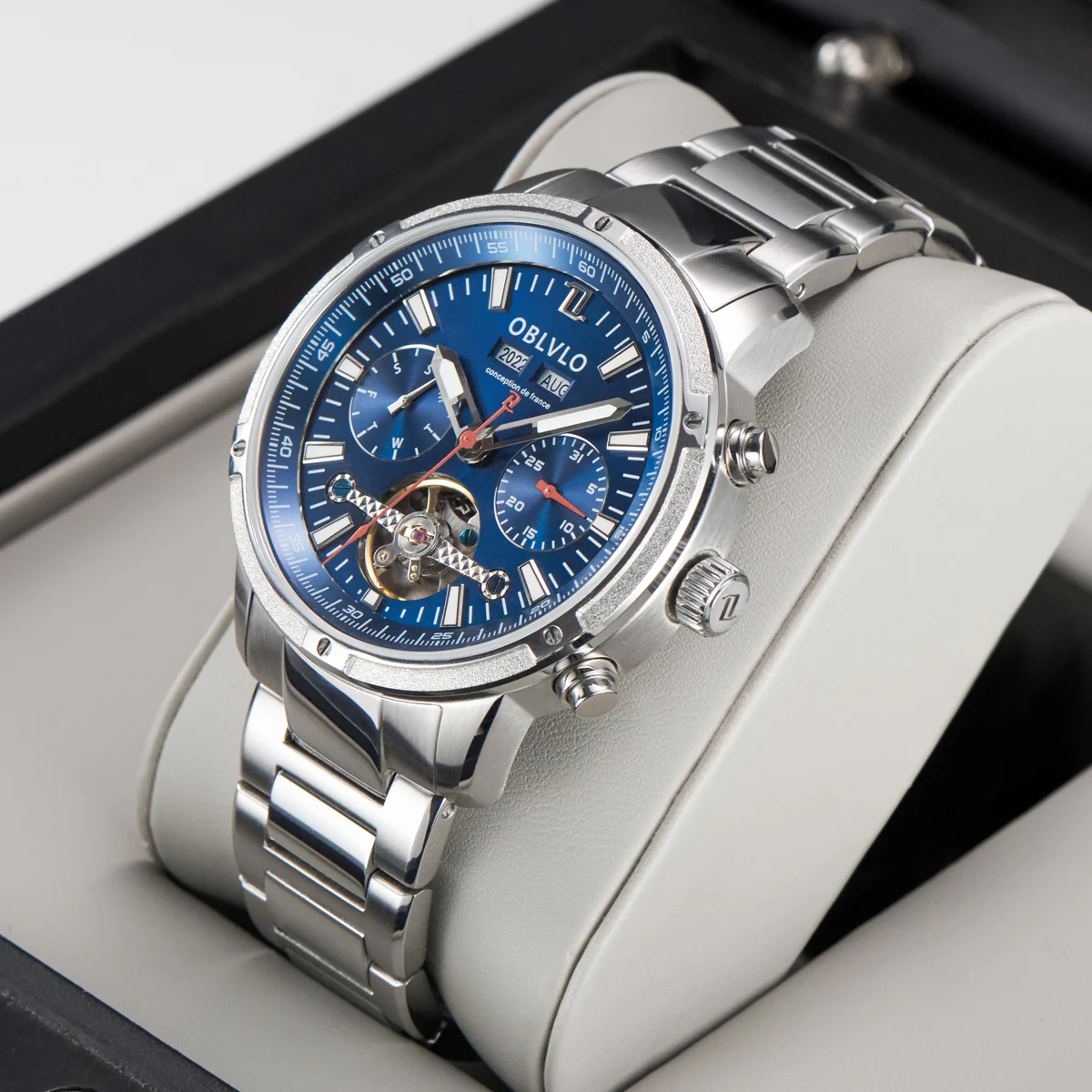 Steel Mechanical Tourbillon OBLVLO Pilot Watch