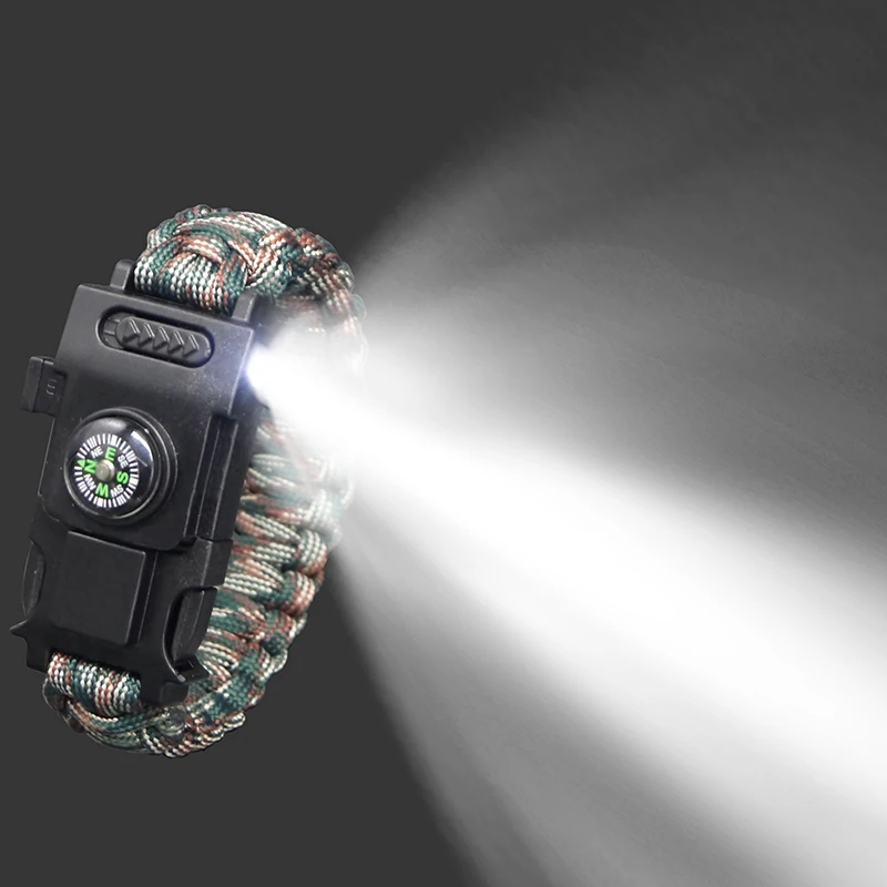 Tactical Survival Paracord Bracelet SOS Light Compass