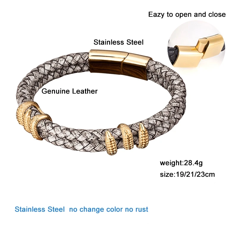 Braided Leather Bracelet Dragon Claw