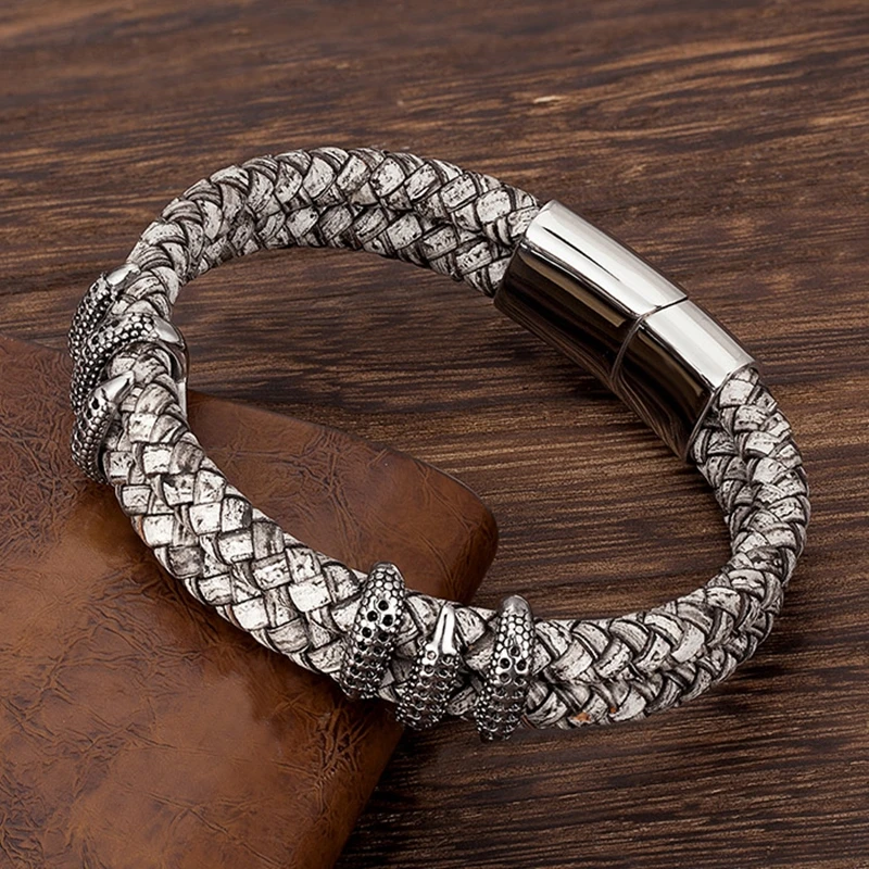 Braided Leather Bracelet Dragon Claw
