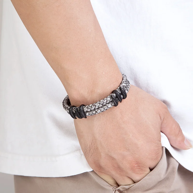 Braided Leather Bracelet Dragon Claw