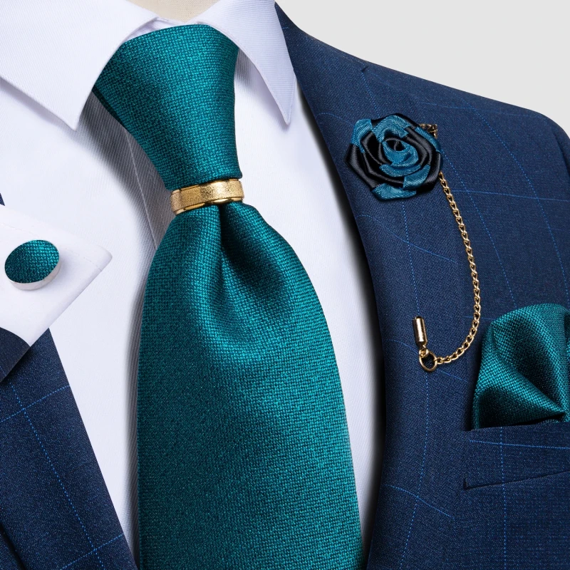 Men's Silk Neck Tie Handkerchief Cufflinks and Clip Set