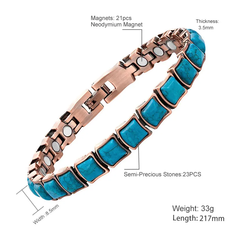 Copper Plating Magnetic Semi Precious Stone Bracelets