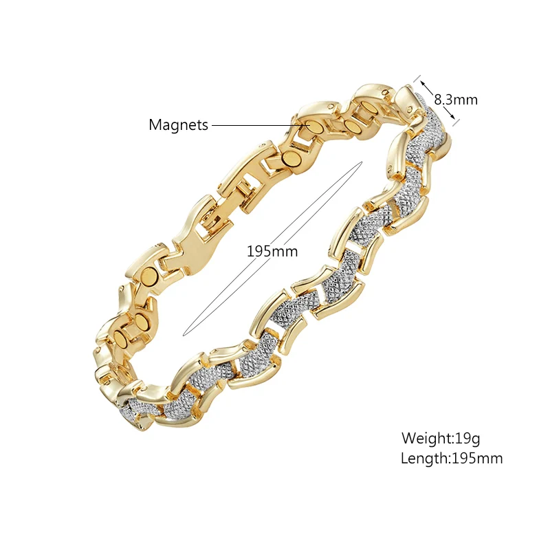 Elegant Magnetic Wave Bracelet for Women Gold Plating
