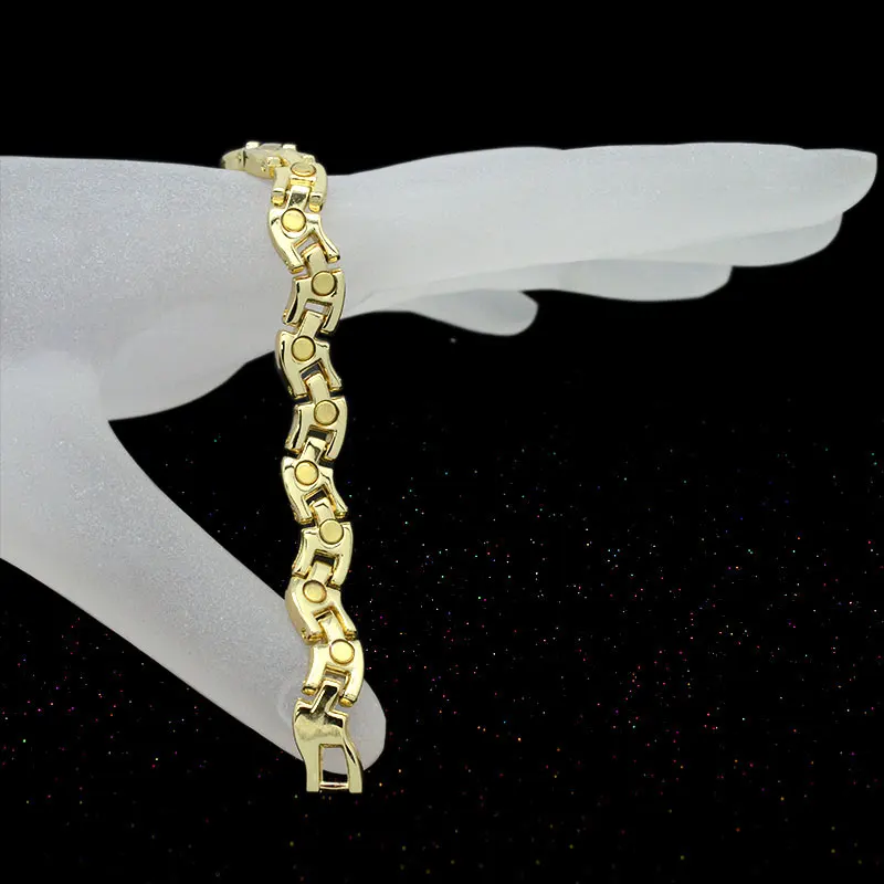 Elegant Magnetic Wave Bracelet for Women Gold Plating