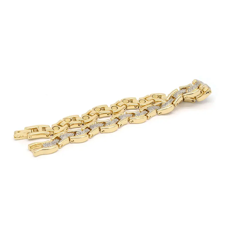 Elegant Magnetic Wave Bracelet for Women Gold Plating